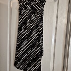Asymmetrical Black and White Striped Dress